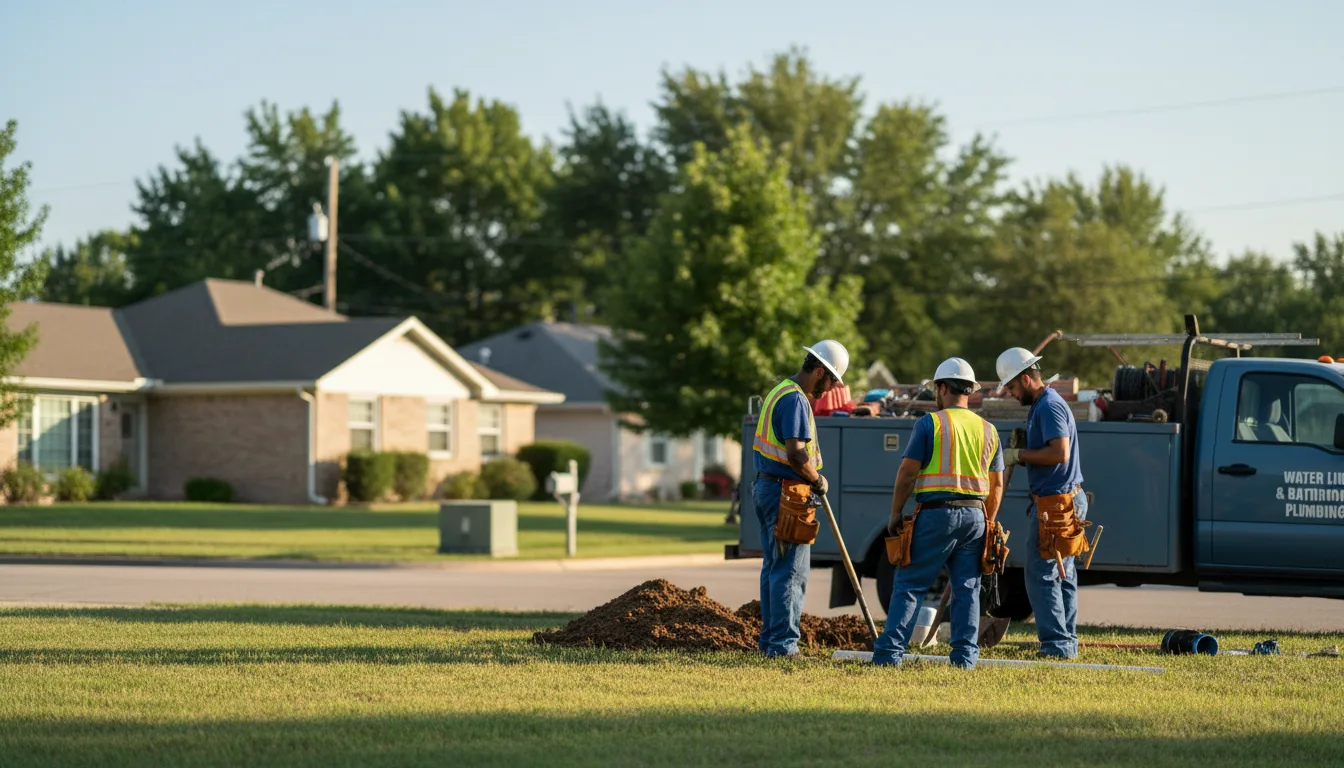 Residential water line and bathroom plumbing service in Kinta, OK